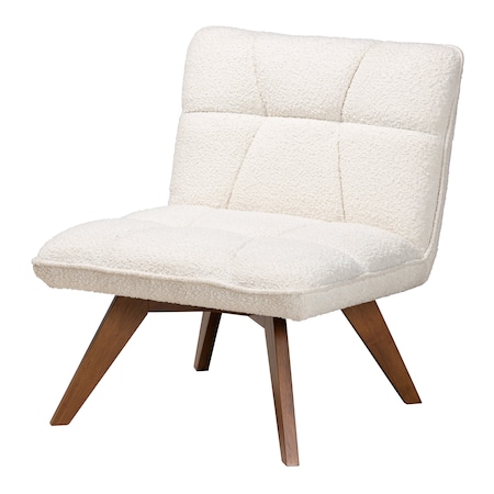 Baxton Studio Darielle Japandi Cream Boucle Fabric and Walnut Brown Finished Rubberwood Accent Chair 228-12963-ZORO